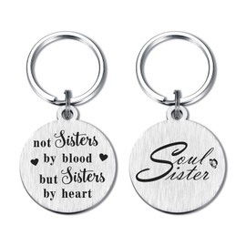 Yobent Soul Sister Gifts for Women, Friendship Christmas Keychains for Women, Not Sisters By Blood But Sister By Heart