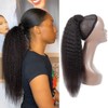 Strap Wrap Around Yaki Ponytail Human Hair Extensions, 100% Unprocessed