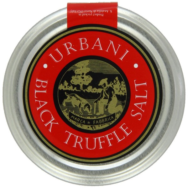 Black Truffle Salt by Urbani Truffles | Infused with Real Truffle Pieces for Exceptional Flavor Enhancement for Fries, Grilled Fish and Meats | Made With Guérande Salt | All Natural | 3.5 oz