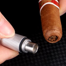 KEENSUN Cigar Punch - Cigar Hole Opener Stainless Steel Punch Blade, Portable Rotary Punch with Key Chain Ring (Silver)