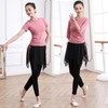 Adult Women's Dance Practice & Performance Outfit: Ballet, Classical, Modern, Latin Training Wear String] Wine Short Sleeve + Long Pants + XL 2ea