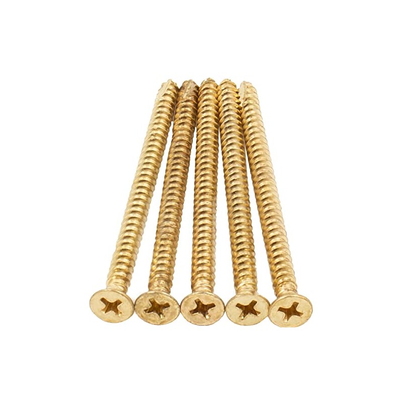 Door Hinge Screws, #9 x 2-3/4", 100-Pack, Polished Brass by