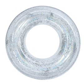 Float, For Kids, Adults, O-Shaped, Glitter, Cute, Thick, For Water Play, For Beaches, Sunbathing, Beach, Summer Vacation, Heat Protection (Silver, Diameter: 35.4 inches (90 cm)