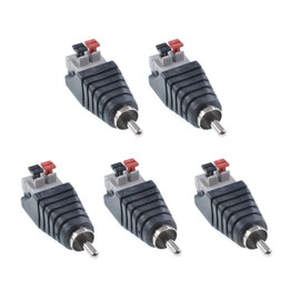 Oiyagai 5pcs RCA Male to 2 Screw Terminal Strip Speaker Phono AV Audio Video Spring Press Type Balum Connector Adapter Free Welding