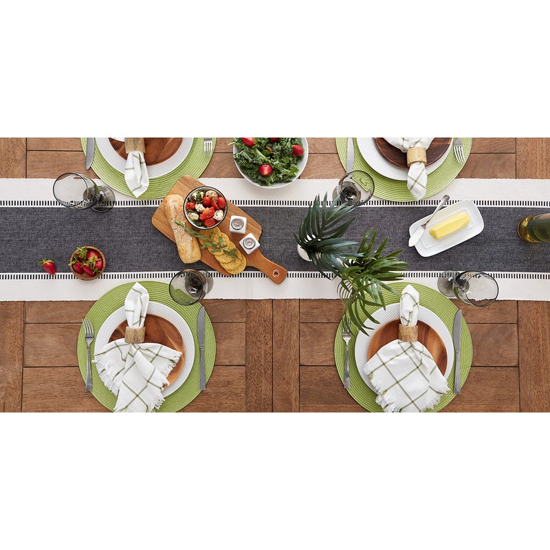 DII Dobby Stripe Woven Table Runner, 13x108, Black