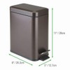 mDesign 1.3 Gallon Rectangular Slim Profile Steel Step Trash Can