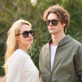 KISDATE OPTICS Retro Acetate Aviator Polarized Sunglasses for Women Men, Anti-Oil Pollution/Anti Seawater/Scratch Resistant Lens Square UV400 Outdoor Sun Glasses with Metal Wires, Brown Green