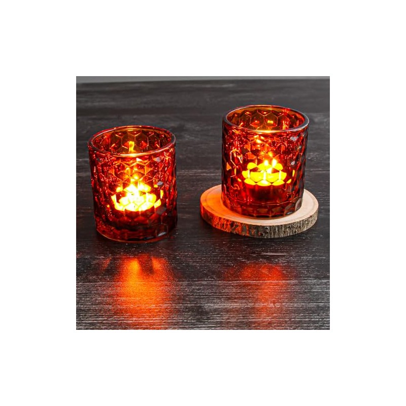 Richland Amber Chunky Honeycomb Glass Votive & Tealight Candle Holder