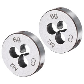 sourcing map 2pcs Round Threading Die M2 x 0.4 Metric Thread Right Hand Screw Cutting Fixed Dies, Alloy Tool Steel Tapping Repair Tool