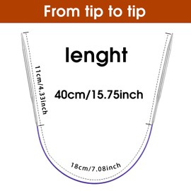 Knitting Needles Circular 16 inch (40cm) Stainless Steel Knitting Needles Size US 11 (8mm) Bundle with 1 Sturdy Stitch Holder