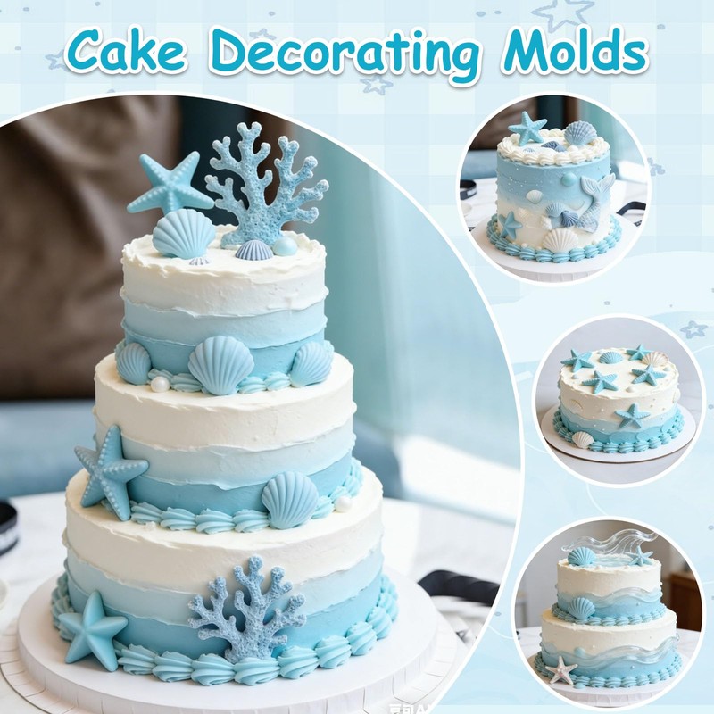 3Pcs Seashell Silicone Molds, Ocean-Themed Baking Molds for Making Chocolates,