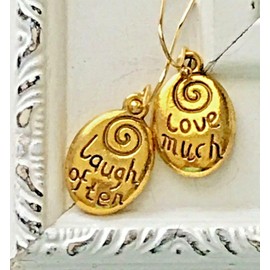 Gold Love Much, Laugh Often Dangle Earrings Reversible. Jewelry Earrings for Women #3298FE8