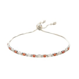 Women's Platinum Plated Rectangle Zircon Colorful Slide Adjustable Bracelet for Gift, Copper, Cubic Zirconia