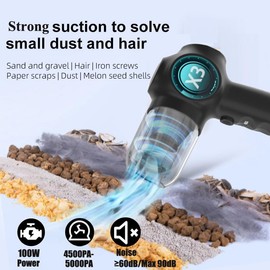 Cevoqin Handheld Vacuum Cordless Rechargeable Car Vacuum Cleaner| Mini Vacuum Cleaner with Strong Suction, Portable Vacuum for Car,Pet Hair,Home,Keyboard,Inflate-Deflate Swim Ring, Dust Buster (Black)