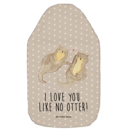 Mr. & Mrs. Panda Hot Water Bottle Otter Holding Hands - Gift, Otter Sea Otter Lake Otter, Happy, Sea Otter, Children's Hot Water Bottle, Ottler