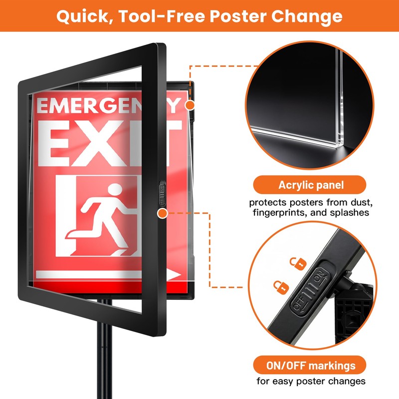 6 Pack Sign Stands 8.5"x11", Adjustable Floor Standing Sign Holders