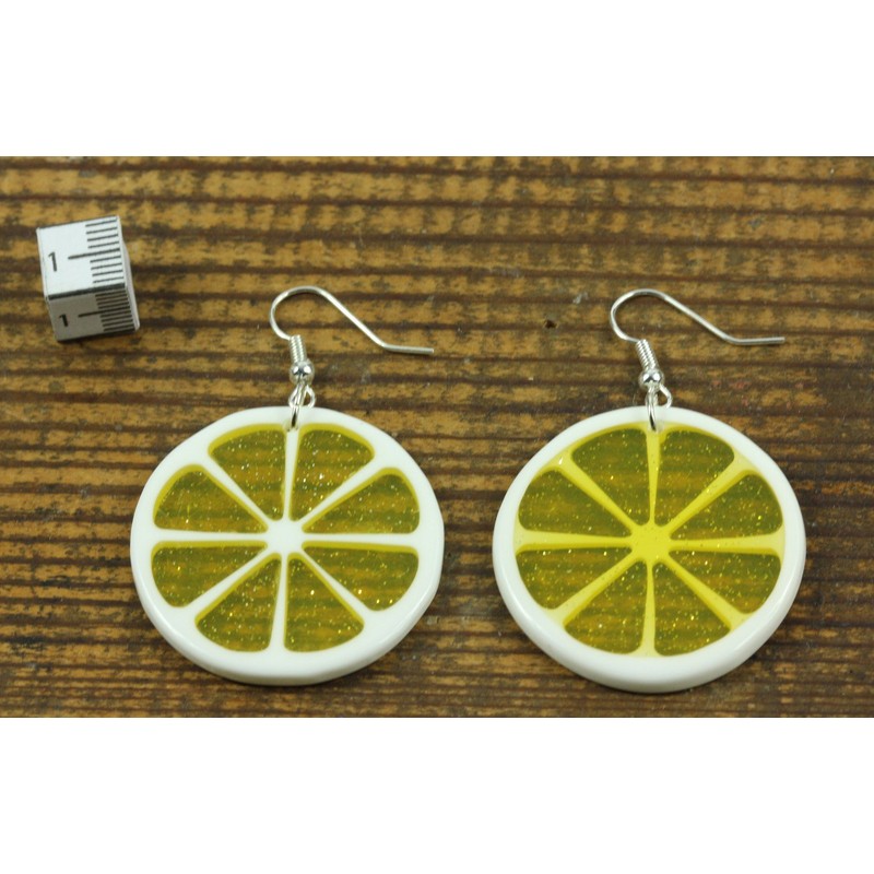 Miniblings Lemon Slice Earrings Miniblings Pendant Lemon Fruit 35 mm