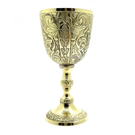 Morcomart - Copa de cáliz de latón de estilo antiguo, taza de comunión clásico hecha a mano para iglesia, eventos temáticos medievales y bodas (latón pulido)