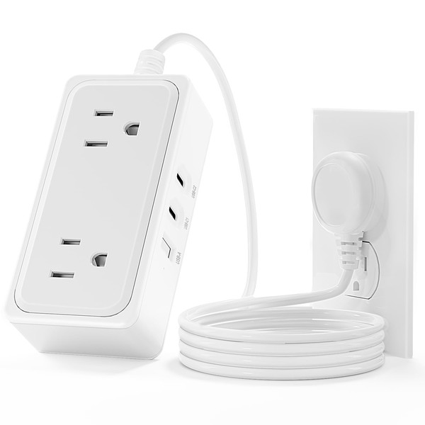 LJ-EXPLOSIVE Regleta Multicontacto USB C，Enchufe Plano Conector Multiple con 2