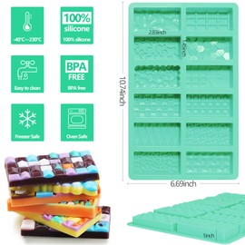Mini Silicone Break Apart Chocolate Molds,Non-stick 1Inch Deep Chocolate Bar Molds for Dubai Knafeh Pistachio,Chocolate Bar Mold Deep 12Shapes in 1