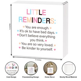 Inspirational Little Reminders Wooden Sign, Motivational Quote Wood Sign Office Desk Decor, You are Enough Home Office Classroom Decorations, Inspirational Gifts Employee Appreciation Gifts