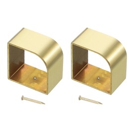 sourcing map 2 Pcs Brass Furniture Foot Cover, 1.46 x 1.57 x 1 Inch U-shaped Furniture Pads Leg Cover Gold Table Foot Cap Floor Protector for Chair, Table, Sofa, Bed