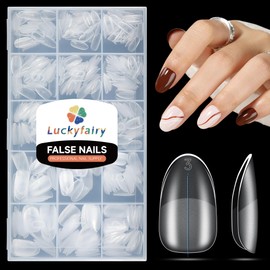 Oval Round Gel x Nail Tips, 504pcs Full Matte Short Oval Almond Shape Nail Tips for acrylic nail tips press on nails DIY Short Gel Nail Extention, 12 Sizes Luckyfairy Gelly Tips