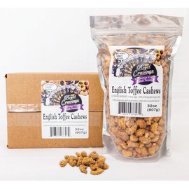 Royal Cravings - Butter Toffee Cashews, English Toffee Cashews - Sweet Crunch Snack for Gifting & Sharing - 2 lb Resealable Bag