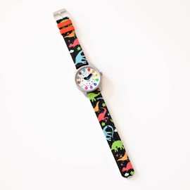 Twistiti Colourful and didactic watch for children with number dial, clear for time, waterproof 50 m, removable strap, dino, Strap.