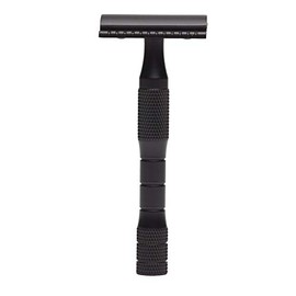 Maquinilla de afeitar premium de una sola hoja fácil de usar, hecha de latón, duradera y sostenible, 10,4 x 4 x 3 cm, color negro