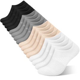 wernies No Show Socks Womens 8 Pairs, Ankle Non Slip Low Short Invisible Thin Liner Socks Black/White/Grey/Nude 8-11