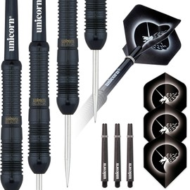 Unicorn Steel Tip Darts Set | Core Black Brass Barrels| Style 2| 22 g