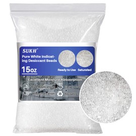 Sukh Pure White Silica Desiccant Beads 430G - Indicating Silica Gel Beads Drying Silica Beads Reusable Silica Gel Desiccant Dehumidifier for Camera,Electronic,Books,Documents,Clothes,Painting,Jewelry