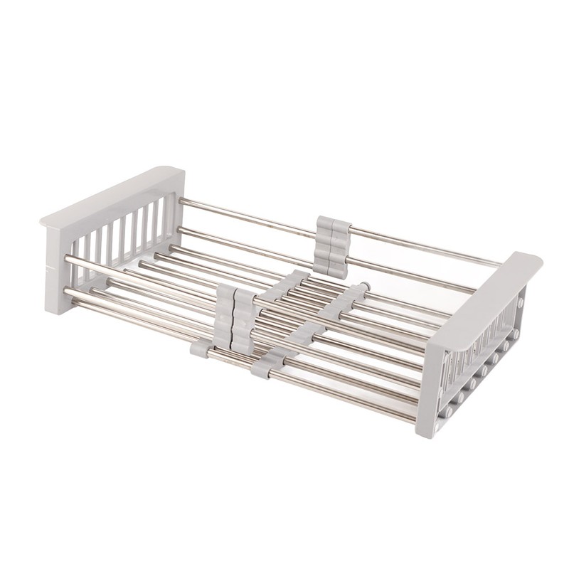 Expandable Sink Drainer Retractable Drain Rack Sink Organizer for Dishes