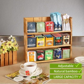 X-cosrack Bamboo Tea Bag Organizer Storage Box, 3 Tier Stackable Tea Bag Box ...