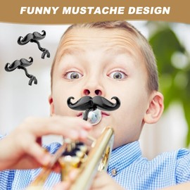 2Pcs Clip-On Mustache for Trumpets,Clip-On Mustache for Small Shank Trombone,with Protective Case,Easy Mouthpiece Add-On for Fun Shows,Funny Trombone Accessory