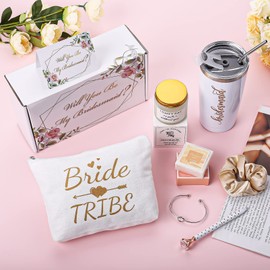 DHQH Bridesmaid Proposal Gifts Bridesmaid Gifts Box from Brides Bachelorette Party Gifts for Bridesmaids Wedding Gifts for Bridesmaid,20oz Bridesmaid Tumbler With Lid and Straws