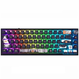 MOLGRIA SKYLOONG GK68 68-Key RGB Backlit Gaming Keyboard with Side Transparent Pudding Keycaps, Hot Swappable Red Optical Gateron Switches, Type C Wired Knob Mechanical Keyboard for Win/Mac OS