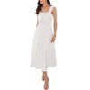 WOMLAYOUT Women's Wedding Guest Dress Ruched Waist Sleeveless Smocked Maxi