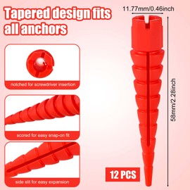 12pcs Wood Wall Anchor Plugs, Door Hinge Hole Repair Kit Stripped Screw Hole Repair Kit Screw Hole Repair Kit Fits Wood Screws Sizes #2 to #16 for Wood Hollow Door Fixing Stripped Screw Holes(Red)