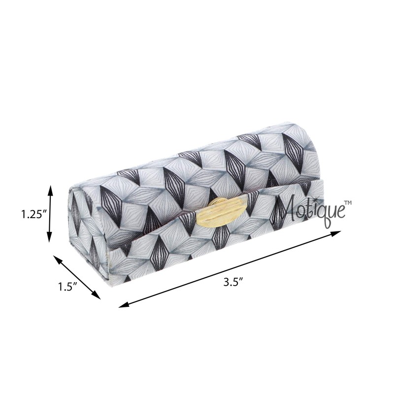 Motique Accessories Diamond Pattererned Fabric Lipstick Case with Mirror for