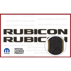 Decal Mods Rubicon Hood Graphic Decals Stickers fits Jeep Wrangler JK Rubicon (2007-2018) Topo Map - Dark Gray with Black Lines 392 Outline (Set of 2) | FJ8F6