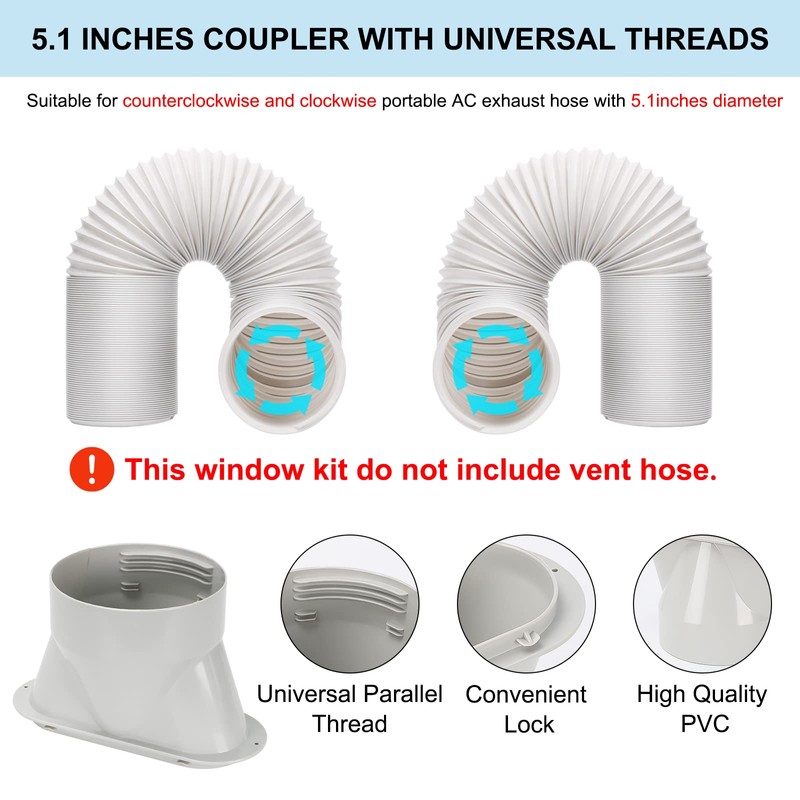 UNAOIWN Portable Air Conditioner Window Kit, Adjustable Vertical/Horizontal Sliding Window