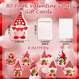 Jetec 80 Pack Valentines Gifts for Kids Happy Valentines Cards Funny Valentines Day Gifts Exchange Gift Cards Valentines Gifts for Kids Classroom School Party Favor Supplies(Gnome, 7 x 5 Inch)