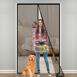 Magnetic Screen Door with Durable Mesh for Patio Porch Screen Mesh Door Screen for Door Hands-Free Magnetic Closure, Keeps Bugs Out, Black—Fits Door Size up to 35.4″ x 94.5″ / 90x240cm