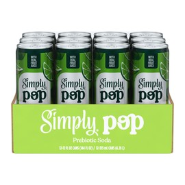 Simply POP Prebiotic Soda Lime Cans, 12 fl oz, 12 Pack