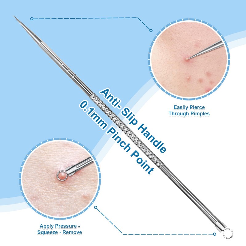 Vybiekr Stainless Steel Blackhead Remover, Pimple Extractor, Pimple Popper, Comedone
