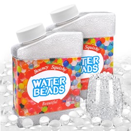 Eurtes Pack of 2 Transparent Water Beads, 100,000 Reusable Water Beads for Plants, Non-Toxic, Transparent Gel Balls, Hydro Beads for Vase Decoration