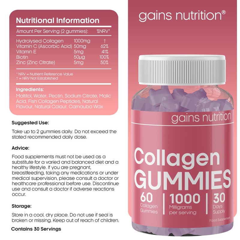 Marine Collagen Gummies High Strength with Biotin & Zinc, Type
