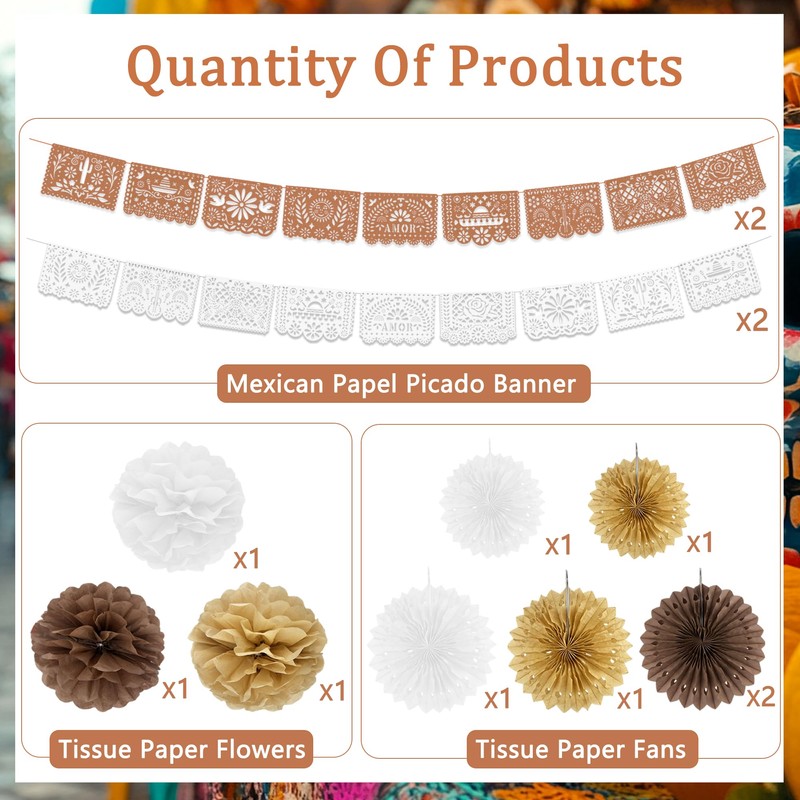 QTRQTR 4 Pack Cielito Lindo Party Decor 39Ft Papel Picado